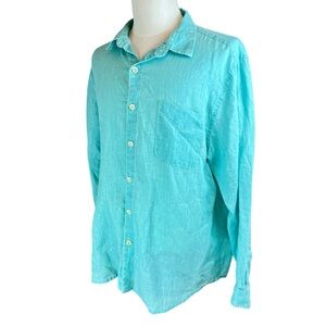 TOMMY BAHAMA Green Linen Long Sleeve Shirt Mens Size XL Loose Fit‎ Summer Casual